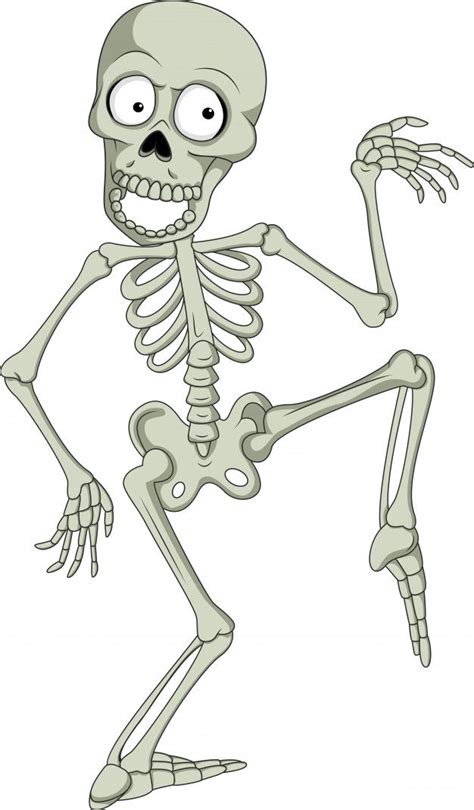 Dança De Esqueleto Engraçado Dos Desenhos Animados Vetor Premium