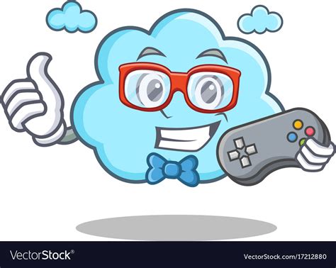 Gamer Cute Cloud Character Cartoon Royalty Free Vector Image