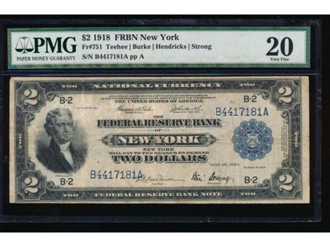 Sold Price 1918 2 New York Federal Reserve Bank Note Pmg 20