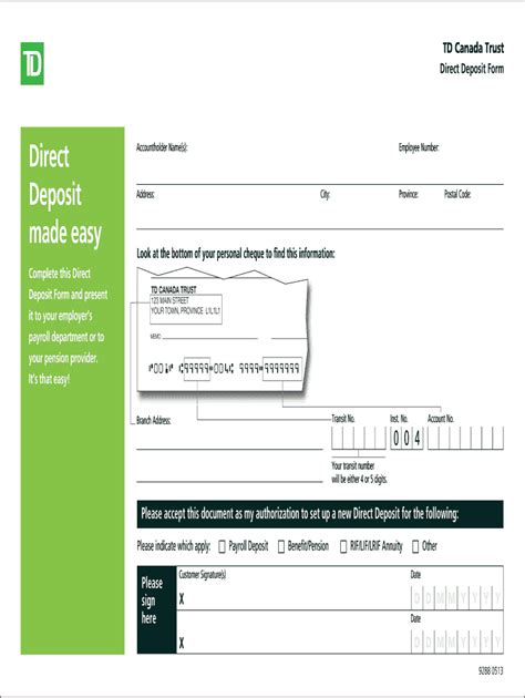 Td Direct Deposit Form Fill Out And Sign Online Dochub