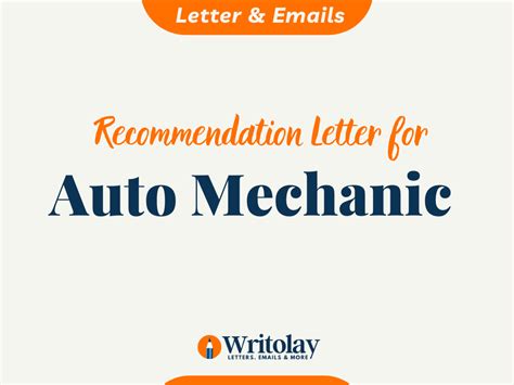 Auto Mechanic Recommendation Letter 4 Templates Writolay