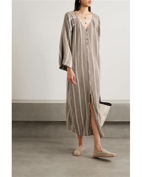 Mara Hoffman Net Sustain Phoebe Striped Organic Cotton Maxi Dress In Brown Lyst