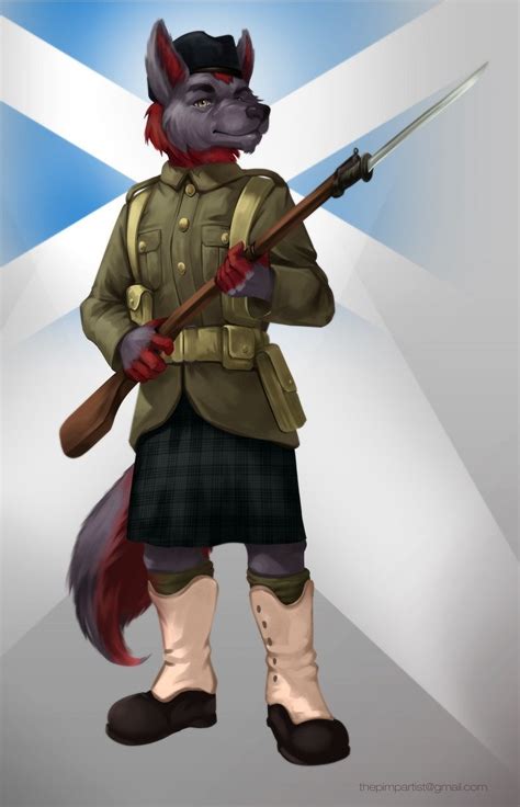 Scottish Wolf In Ww1 Uniform Rfurry