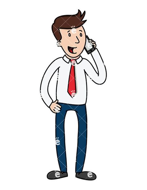 Businessman Talking On His Cell Phone Cartoon Clipart Vector