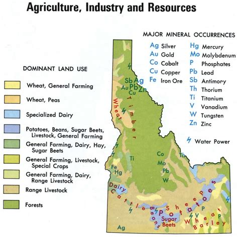 Map Of Idaho Resources Agriculture Industry