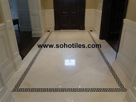 A lovely man made french limestone porcelain tile in a large format. Vanilla Cream Polished Marble Hallway- Residential Toronto