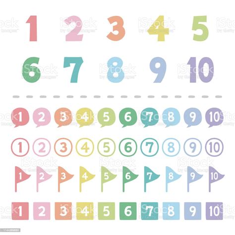 파스텔 색상 번호 세트 숫자에 대한 스톡 벡터 아트 및 기타 이미지 숫자 일러스트레이션 귀여운 Istock