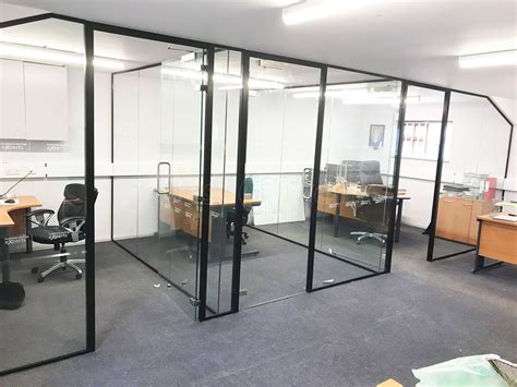 From Glass At Work Glass Office Walls With Black Frame For Business