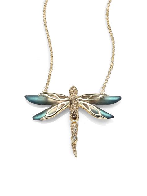 Lyst Alexis Bittar Jeweled Dragonfly Necklace Teal In Metallic