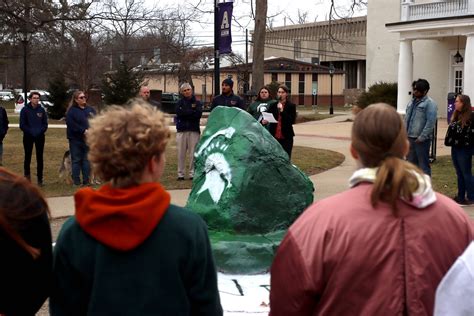 Albion College Hosts Vigil at Rock to Honor Victims of MSU Shooting