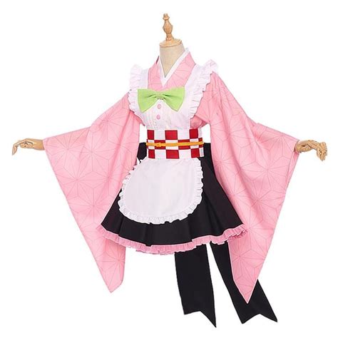 Demon Slayer Kamado Nezuko Cosplay Costume Maid Outfit Maid Outfit
