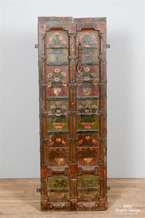 Pair Of Salvaged Hand Painted Indian Doors