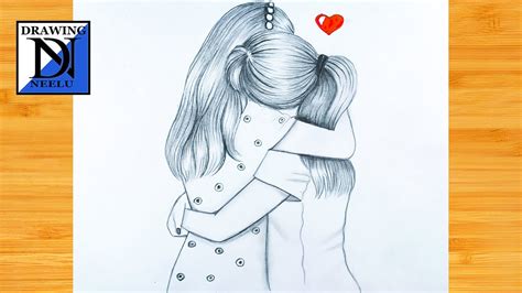 How To Draw Girls Two Friends Hugging Step By Step Beginner Drawing Tutorial Drawing For
