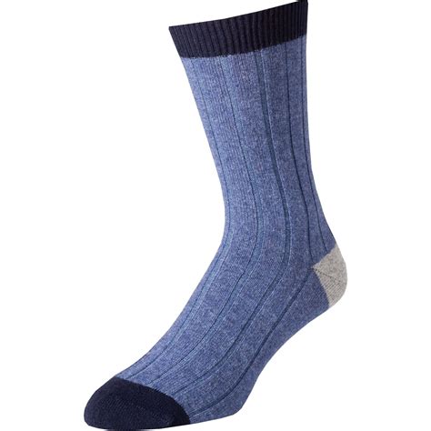 Blue Cashmere Heel And Toe Sock Mens Country Clothing Cordings