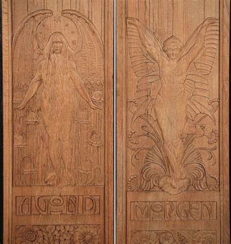 Antiques Atlas Pair Of Tall Art Nouveau Carved Oak Panels C1890