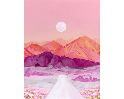 Desert Full Moon Archival Print Arizona Landscape Painting Etsy