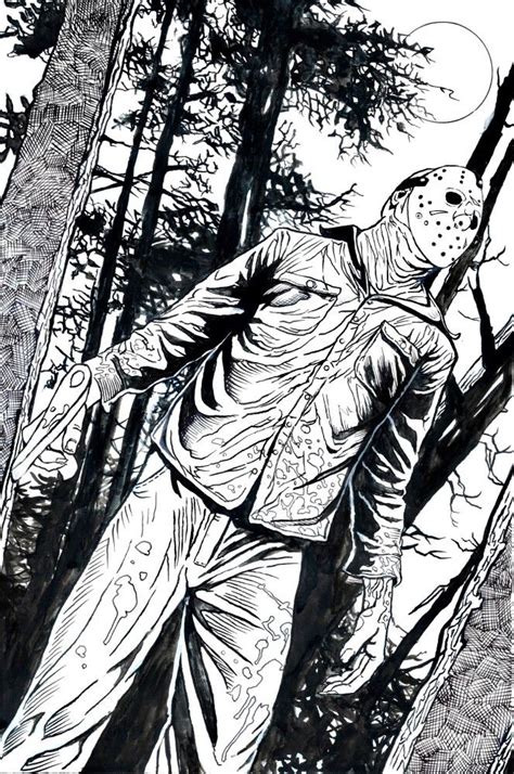 Friday the 13th | Horror artwork, Horror art, Scary coloring pages