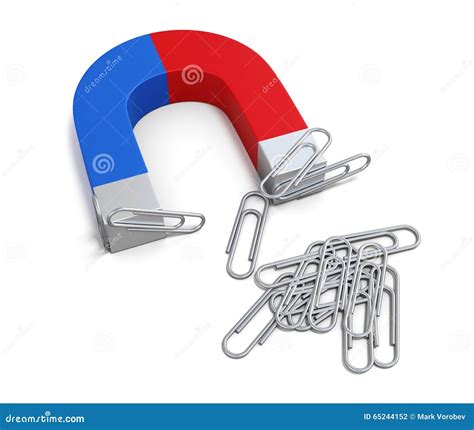 Magnet With Paper Clips 3d Stock Illustration Illustration Of Metal