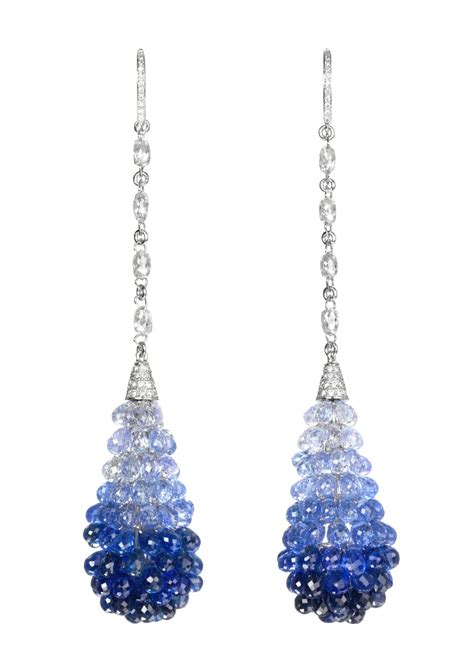A Luminous Pair Of Sapphire And Diamonds Copacabana Earrings Sapphire And Diamond Earrings