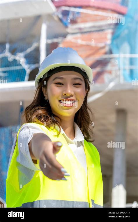 Young Female Architect Visiting Her Work Stock Photo Alamy