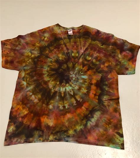 Xl Extra Large Mens Earthy Brown Rust Gold Tie Dye T Shirt Ice Dye Hand