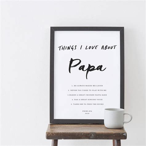Personalised Things I Love About Dad Print By Old English Company