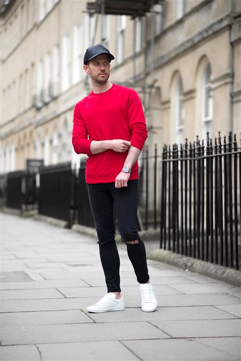 Tom Cridland Red Sweatshirt And Black Skinny Jeans Outfit Your