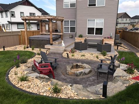 The Works Stamped Concrete Fire Pit S P Construction Concrete Fire Pit Patio Concrete