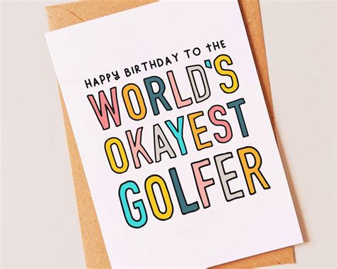 Okayest Golfer Funny Golf Birthday Card For Your Best Etsy