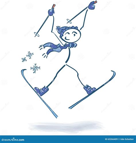 Stick Figure On Skiers Stock Photo Image 63266409