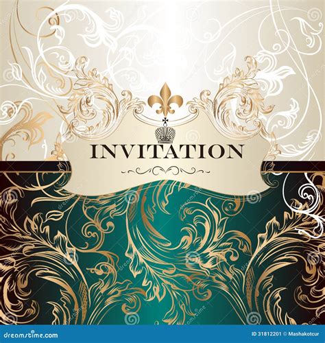 elegant invitation card in royal style stock vector illustration of foliate certificate 31812201