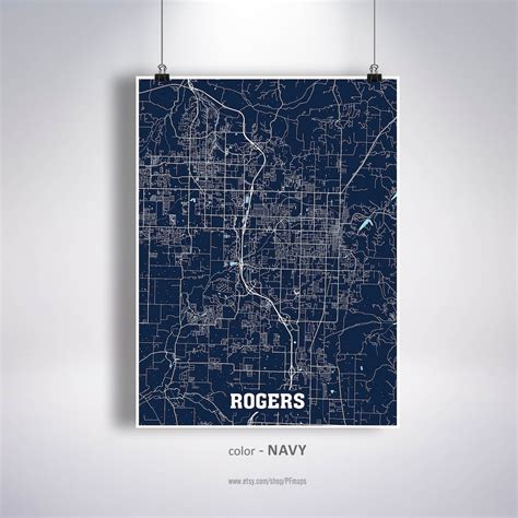 Rogers Map Print Rogers City Map Arkansas Ar Usa Map Poster Etsy