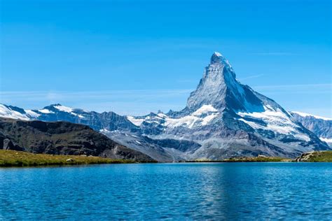Matterhorn With Stellisee Lake In Zermatt Stock Photo Image Of Europe