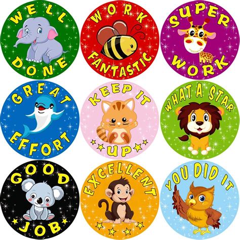Animal Reward Stickers For Kids Student Award 200pcs Per Roll Sticker