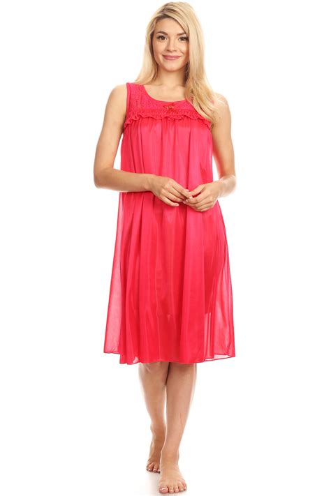 Lati Fashion 9047 Women Nightgown Sleepwear Pajamas Woman Sleep Dress Nightshirt Red Xxxl