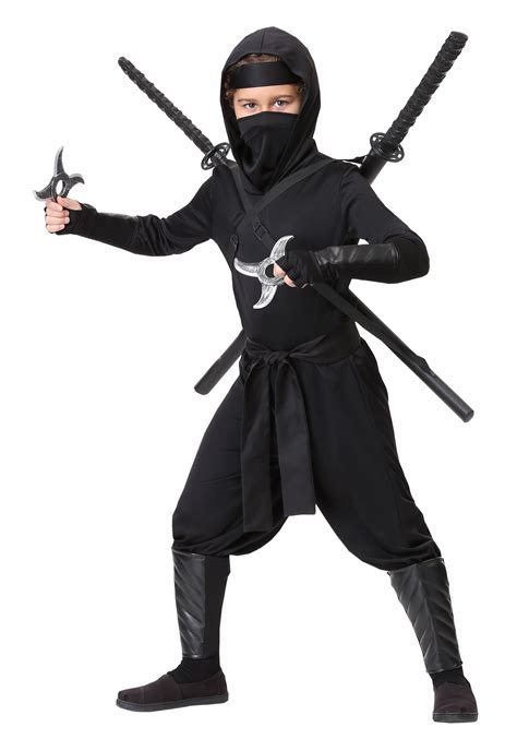 Boys Girls Jp Anime Ninja Outfit Kids Warrior Black Shirt Pants Mask