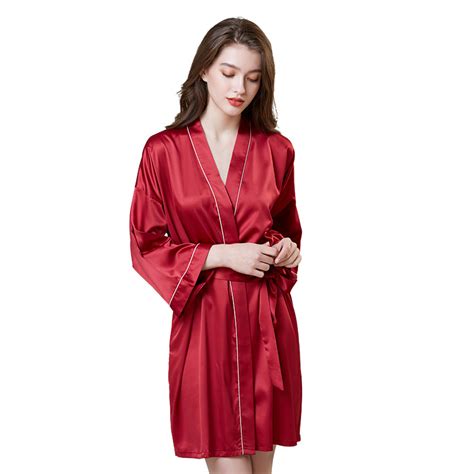 Good Quality Short Satin Robe Ladies Silky Kimono Bathrobe Morsail 2022
