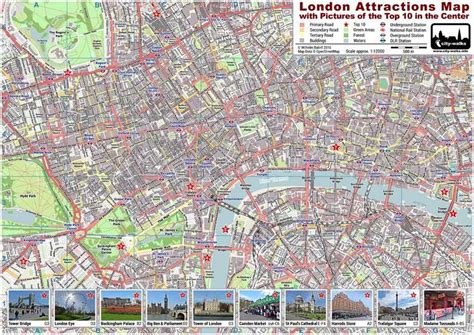 Detailed city map, vector map london for print of posters. London Attractions Map - PDF Printable on A4 & A3