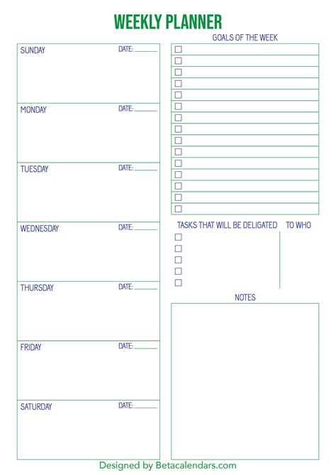 Free Printable Weekly Planner Template FREE PRINTABLE TEMPLATES