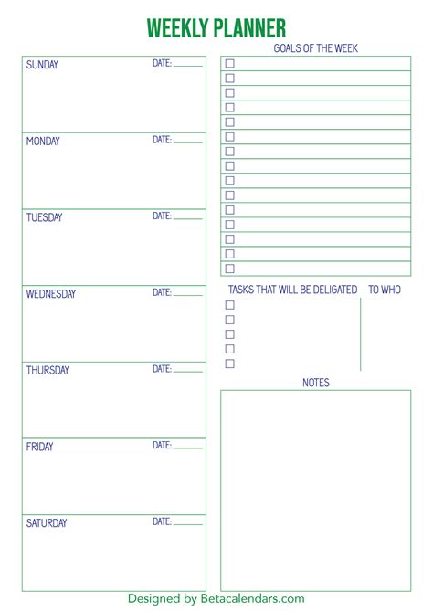 Free Printable Weekly Planner Pdf Printable Template Calendar