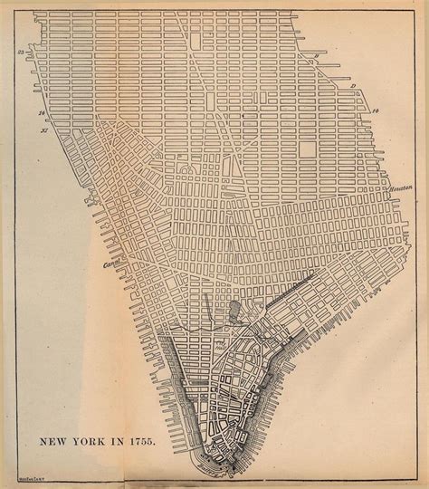 Lower Manhattan Vintage Map — Circa 1755 Map Of New York Manhattan