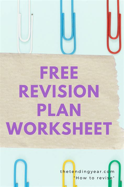 FREE Revision Plan Worksheet | Revision plan, How to plan, Phd life