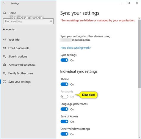 Enable Or Disable Syncing Passwords In Windows Sync Your Settings