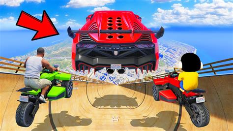 Shinchan And Franklin Tried The Impossible Super Car Mega Ramp Jump