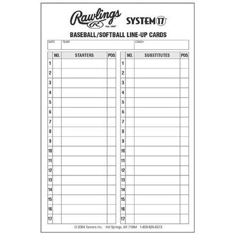 Rawlings Line Up Cards Coach And Referee Scorebooks