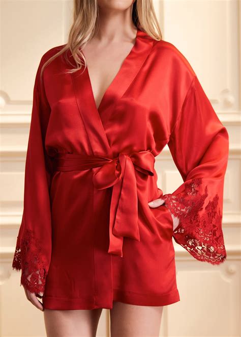 Cybele Short Red Silk Robe Il Volo Gioia Di Vivere