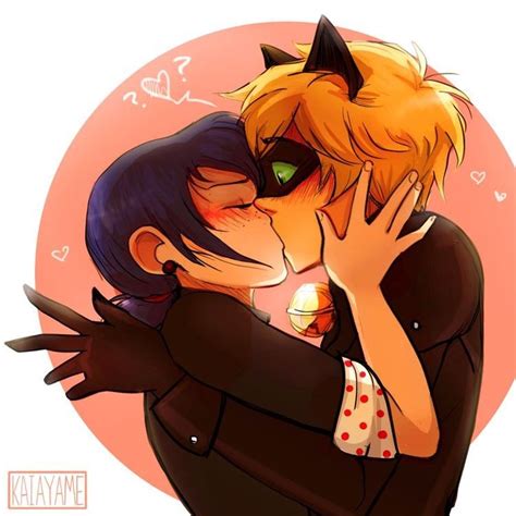 Marinette Ladybug Surprised Cat Noir With A Kiss From Miraculous