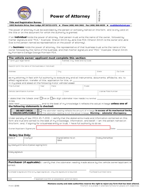 Free Wyoming Motor Vehicle Power Of Attorney Form Pdf Eforms