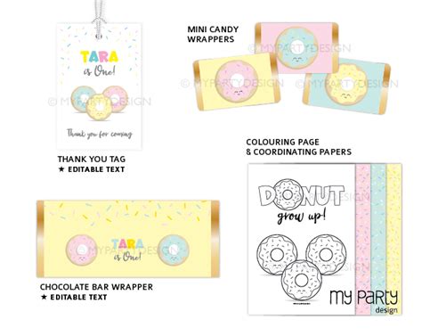 donut party printables  decorations  party design