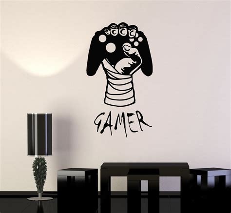 Vinyl Decal Gamer Hand Video Game Gaming Decor Boys Room Wall Stickers